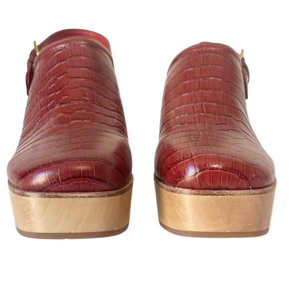 Charlotte Stone Bonnie Red Clogs Mules Square Toe Adjustable Wooden Heel Size 12 - Picture 5 of 10